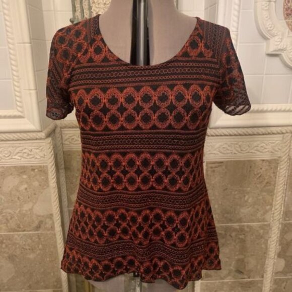 BRITTANY BLACK. Size 1X. Nubby Stretch Pullover Short Sleeve Top. B85. - Picture 1 of 3